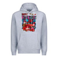 Heather Grey happy valentines day with gnomes and truck olivia Premium Hoodie - OliviaCreatesArt