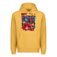 Mustard happy valentines day with gnomes and truck olivia Premium Hoodie - OliviaCreatesArt