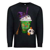 Black Halloween Spooky Pumpkins Frappe Premium Sweatshirt - FaDigitalArtStudio