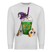 Dove Grey Halloween Spooky Pumpkins Frappe Premium Sweatshirt - FaDigitalArtStudio