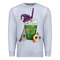 Heather Grey Halloween Spooky Pumpkins Frappe Premium Sweatshirt - FaDigitalArtStudio