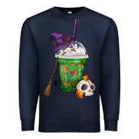 Navy Halloween Spooky Pumpkins Frappe Premium Sweatshirt - FaDigitalArtStudio