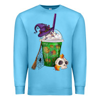 Ocean Blue Halloween Spooky Pumpkins Frappe Premium Sweatshirt - FaDigitalArtStudio