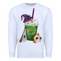 White Halloween Spooky Pumpkins Frappe Premium Sweatshirt - FaDigitalArtStudio