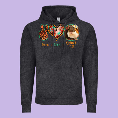 Peace Love Guinea Pigs Vintage Hoodie Designed By Jasminsmagicworld