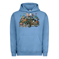 Pigment Pebble Blue Happy Easter Urban Hoodie - CowhideDigitalArt