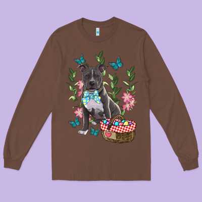 Easter Pitbull Long Sleeve Tee Designed By Ranaportraitstore