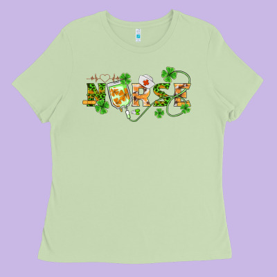 St Patricks Day Nurse Ladies Tee Designed By Barkaloodesign