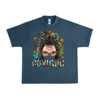 Midnight Navy Western Cowgirl Braid Hair Urban Heavy Tee - BundleAndBundleShop
