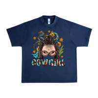 Navy Western Cowgirl Braid Hair Urban Heavy Tee - BundleAndBundleShop