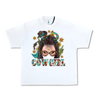 White Western Cowgirl Braid Hair Urban Heavy Tee - BundleAndBundleShop