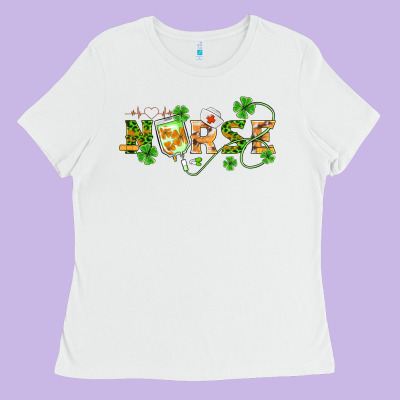 St Patricks Day Nurse Ladies Tee Designed By Barkaloodesign