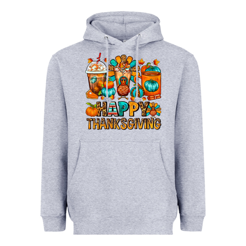 Happy Thanksgiving Coffee Cups Heavyweight Hoodie by FaDigitalArtStudio | Teevron