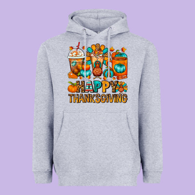 Happy Thanksgiving Coffee Cups Heavyweight Hoodie Designed By Fadigitalartstudio