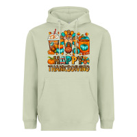 Matcha Happy Thanksgiving Coffee Cups Heavyweight Hoodie - FaDigitalArtStudio