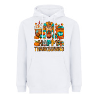White Happy Thanksgiving Coffee Cups Heavyweight Hoodie - FaDigitalArtStudio