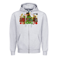 Heather Grey teacher claus christmas Zipper Hoodie - CowGirlArtShop