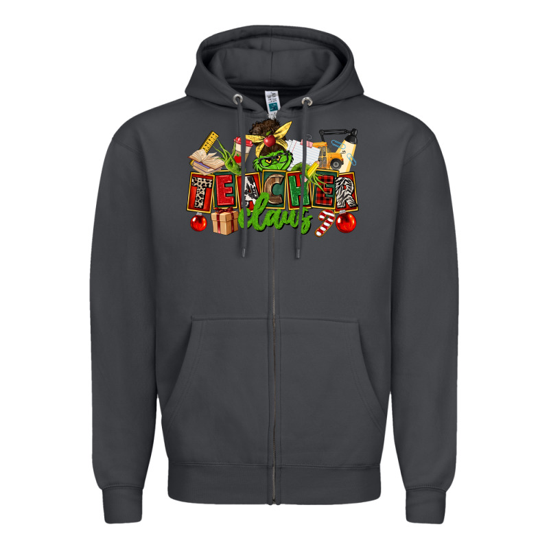 Teacher Claus Christmas Zipper Hoodie by CowGirlArtShop | Teevron