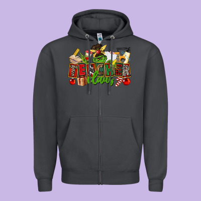 Teacher Claus Christmas Zipper Hoodie Designed By Cowgirlartshop