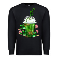 Black Western Cactus Cold Frappe Premium Sweatshirt - FaDigitalArtStudio