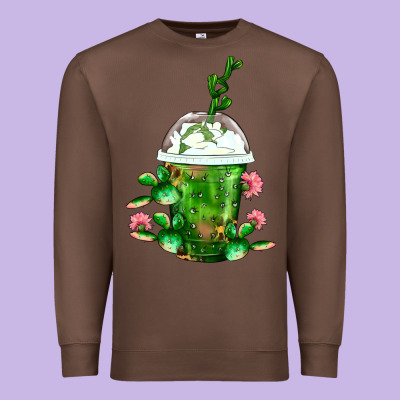 Western Cactus Cold Frappe Premium Sweatshirt Designed By Fadigitalartstudio