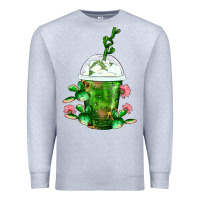 Heather Grey Western Cactus Cold Frappe Premium Sweatshirt - FaDigitalArtStudio