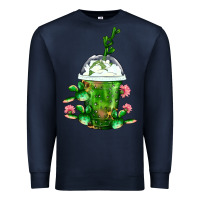 Navy Western Cactus Cold Frappe Premium Sweatshirt - FaDigitalArtStudio
