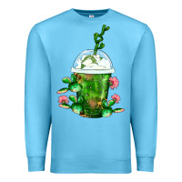 Ocean Blue Western Cactus Cold Frappe Premium Sweatshirt - FaDigitalArtStudio