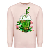 Pale Pink Western Cactus Cold Frappe Premium Sweatshirt - FaDigitalArtStudio