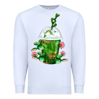 White Western Cactus Cold Frappe Premium Sweatshirt - FaDigitalArtStudio