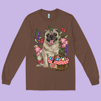 Easter Pug Long Sleeve Tee Designed By Ranaportraitstore