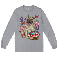 Heather Grey Easter pug Long Sleeve Tee - RanaPortraitStore