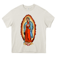 Cream our new lady of guadalupe Heavy Core Tee - BarkalooDesign