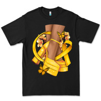 Black Childhood Cancer diva yellow ribbon Premium Tee - NancyCooperArtShop