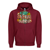 Burgundy crazy grateful thankful Zipper Hoodie - CowGirlArtShop