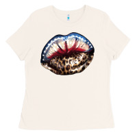 Bone American lips leopard Ladies Tee - NancyCooperArtShop