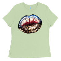 Matcha American lips leopard Ladies Tee - NancyCooperArtShop
