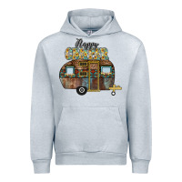 Heather Grey Happy Camper Urban Hoodie - CowhideDigitalArt