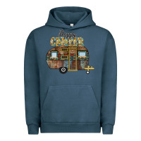 Pigment Midnight Navy Happy Camper Urban Hoodie - CowhideDigitalArt
