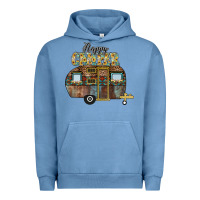 Pigment Pebble Blue Happy Camper Urban Hoodie - CowhideDigitalArt
