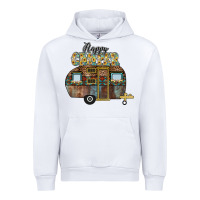 White Happy Camper Urban Hoodie - CowhideDigitalArt