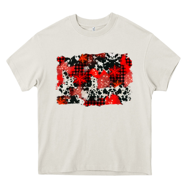 Western Red Cowhide Winter Background Heavy Core Tee by AdoDesignShop | Teevron