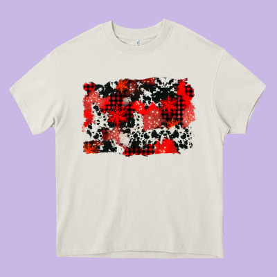 Western Red Cowhide Winter Background Heavy Core Tee Designed By Adodesignshop