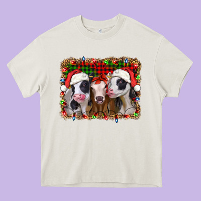 Christmas Heifers Heavy Core Tee Designed By Jasminsmagicworld