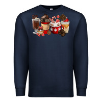 Navy Chocolate Love Coffee Cups Premium Sweatshirt - FaDigitalArtStudio