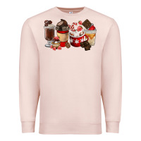 Pale Pink Chocolate Love Coffee Cups Premium Sweatshirt - FaDigitalArtStudio