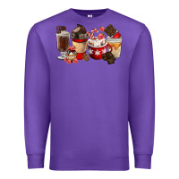 Purple Chocolate Love Coffee Cups Premium Sweatshirt - FaDigitalArtStudio