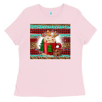 Bubblegum Pink Christmas coffee Ladies Tee - Jasminsmagicworld