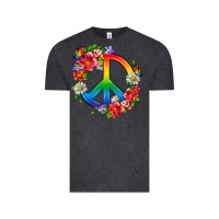 Vintage Black Peace Pride LGBTQ+ And Flowers Vintage Tee - BundleAndBundleShop