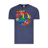 Vintage Denim Peace Pride LGBTQ+ And Flowers Vintage Tee - BundleAndBundleShop